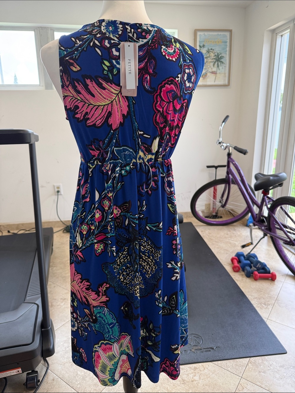 Philosophy Royal Blue Watercolor Midi Dress New with Tags size Petite Medium. - Picture 2 of 5